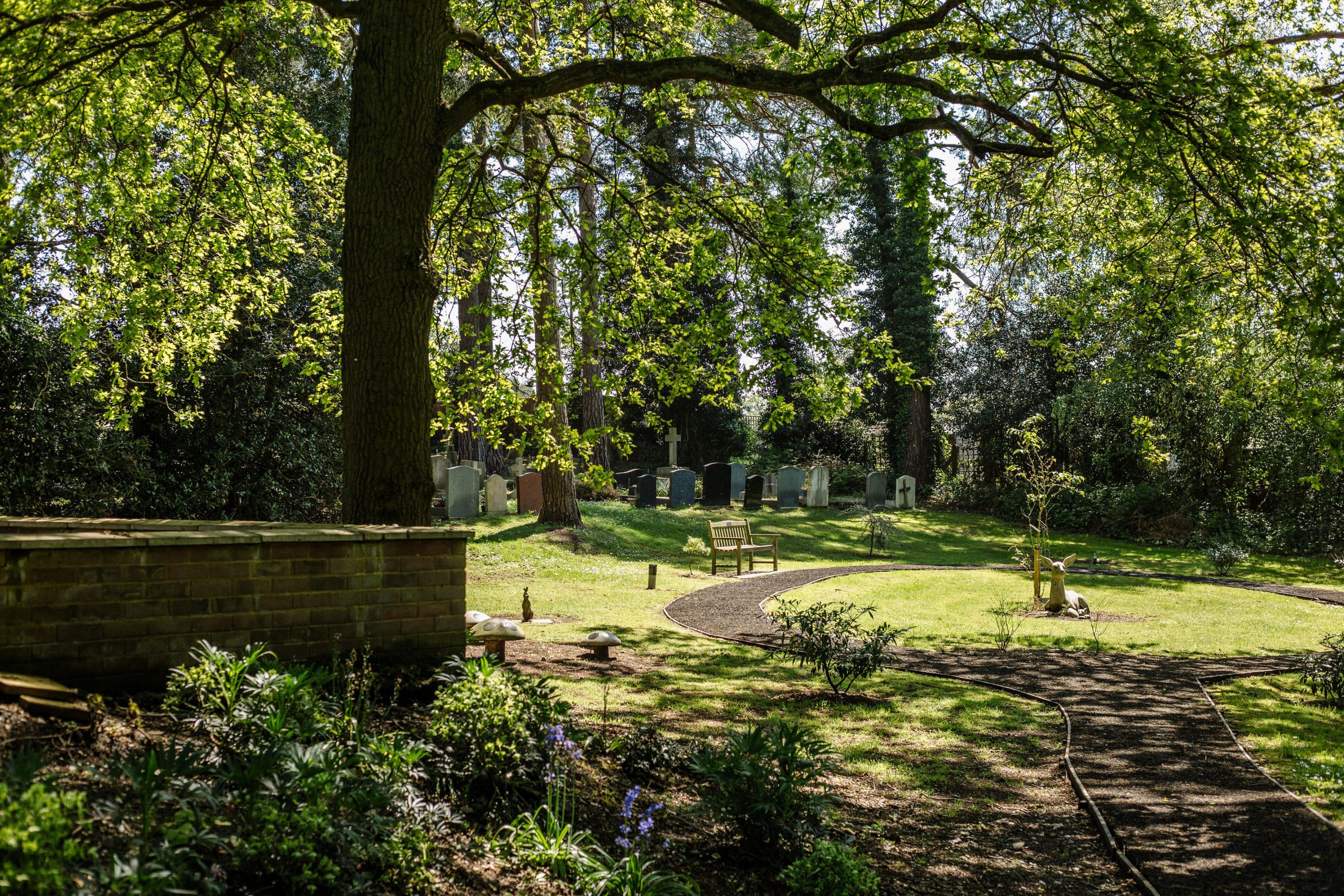 image of children's area in garden of remembrance at fleet cemetery